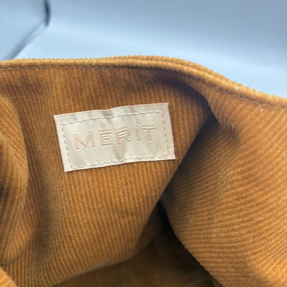 Merit Beauty The Signature Cosmetic Makeup Bag Corduroy Tie Top Pouch Brown - Picture 7 of 7